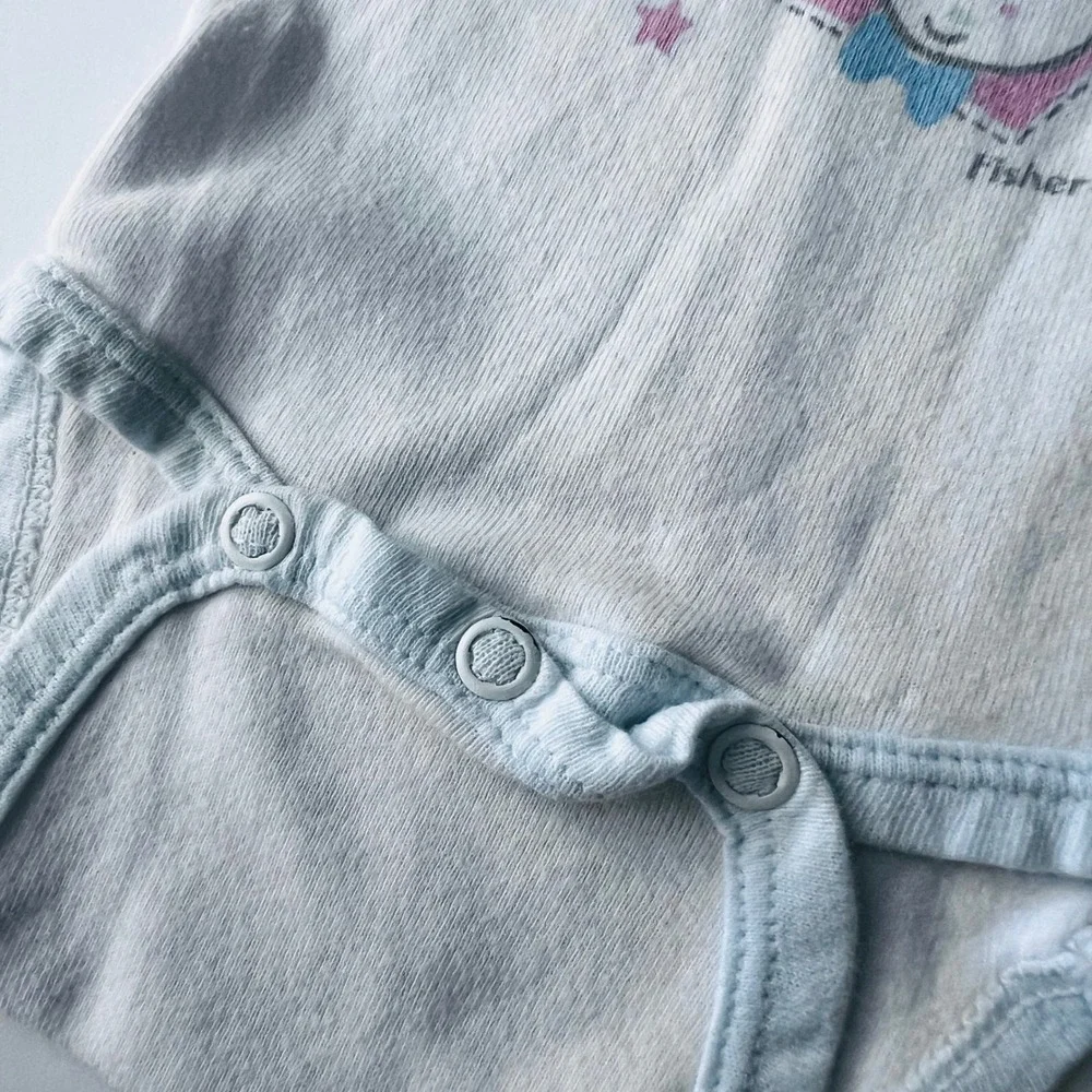 Vintage Fisher-Price Teddy Bear Bodysuit Newborn Made in USA Cotton‎